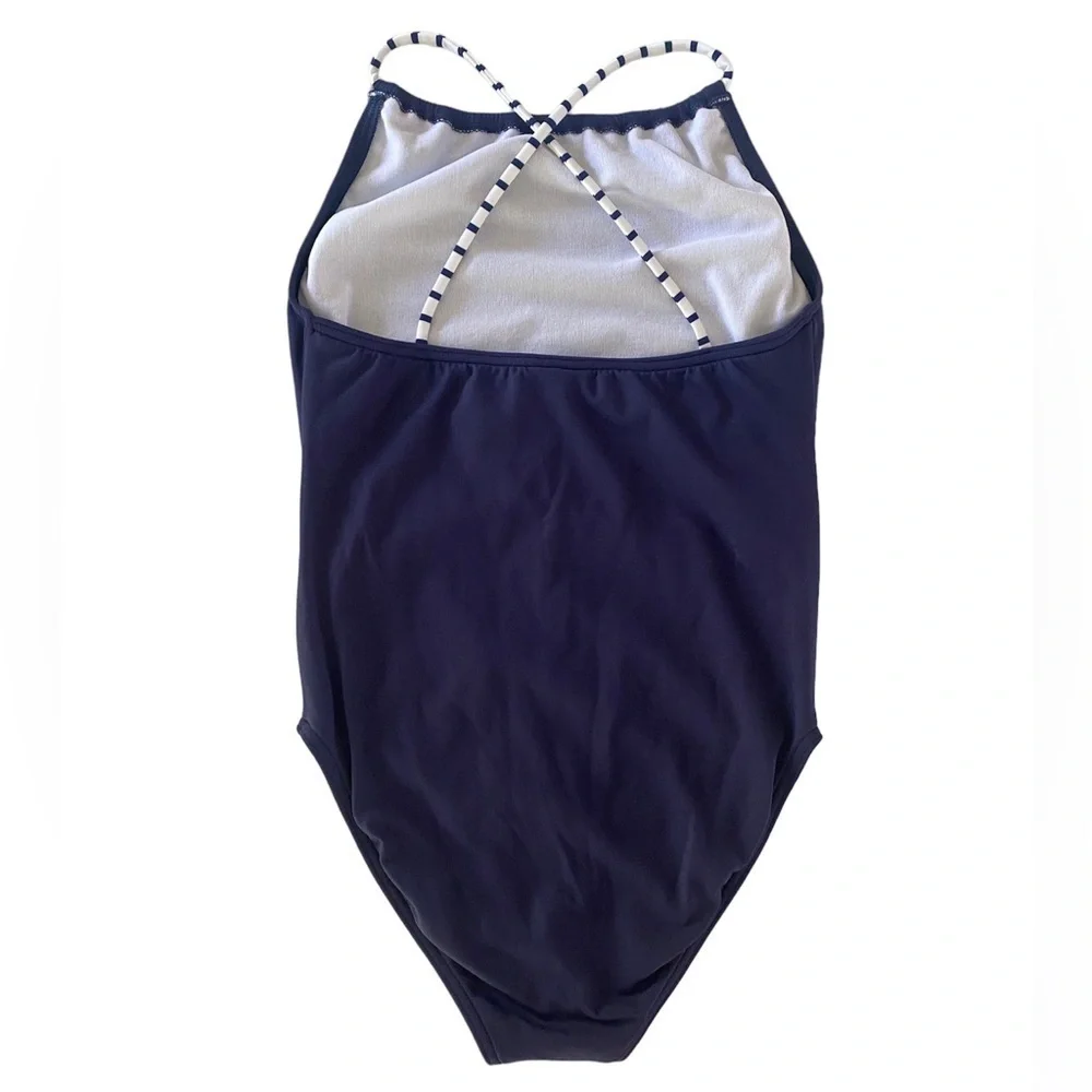 Melissa Odabash Girls One Piece Bathing Suit Swimsuit Navy 12 NWT